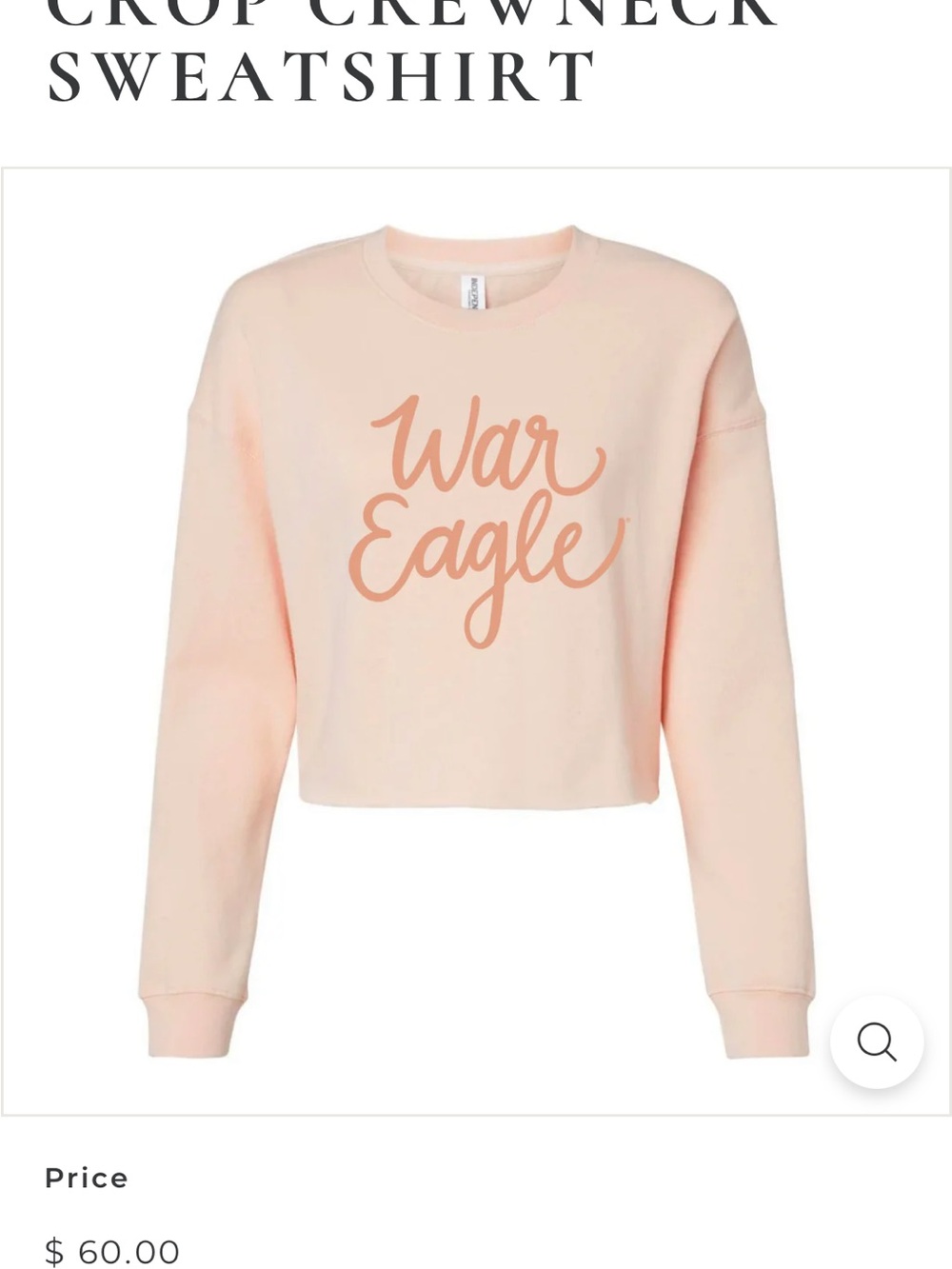 Scarlet and Gold War Eagle Crop Crewneck Sweatshirt - Peach
